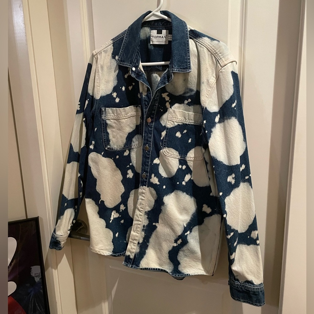 Topman Indigo and Cream Denim Jacket Clouds